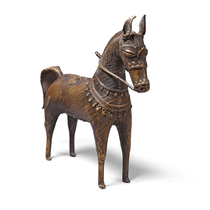Vintage Dhokra Tribal Brass Tribal Horse | Indigo Antiques