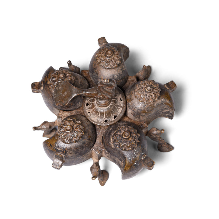 Top Down View Of Antique Indian Brass Peacock Chopra / Masala Box | Indigo Antiques