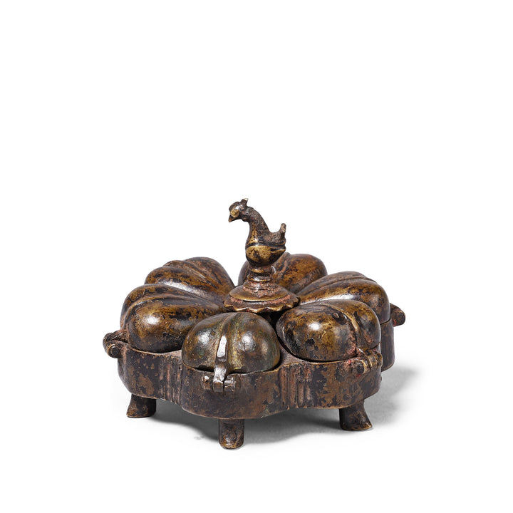 Antique Indian Brass Peacock Chopra / Masala Box | Indigo Antiques