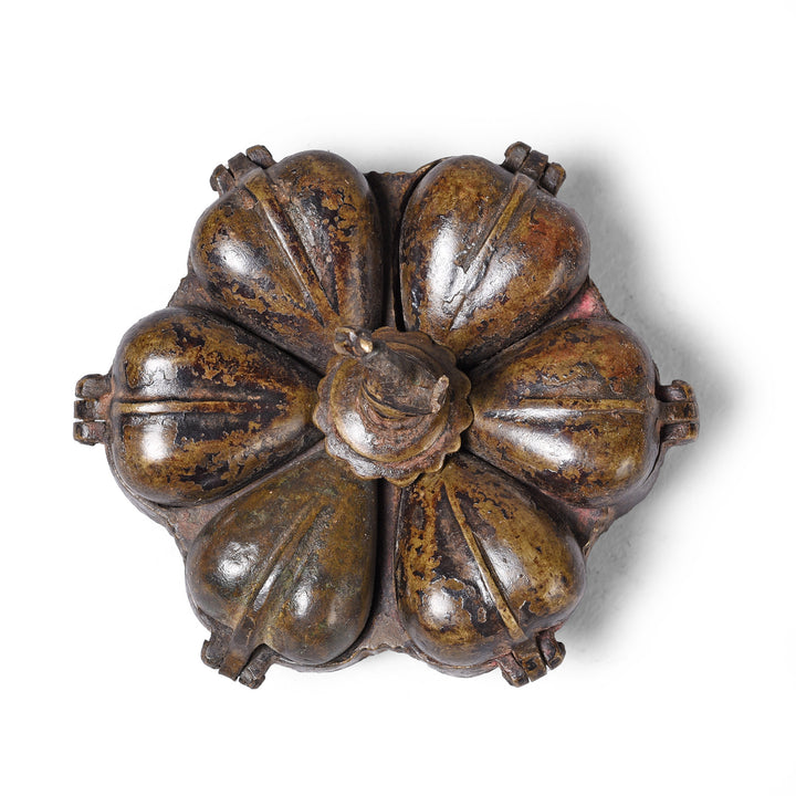 Top Down View Of Antique Indian Brass Peacock Chopra / Masala Box | Indigo Antiques