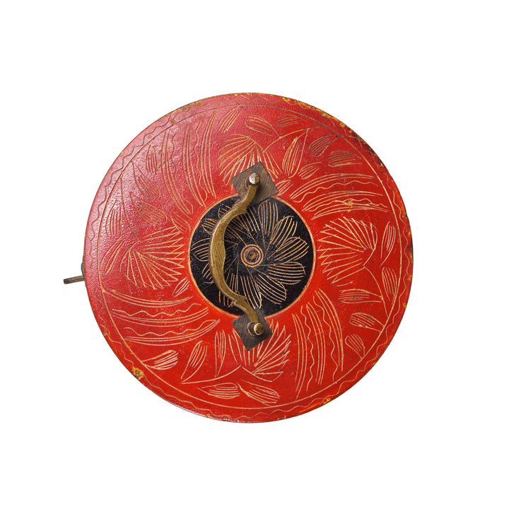 Top Down View Of Antique Lacquer Indian Scratchwork Lacquer Pot | Indigo Antiques