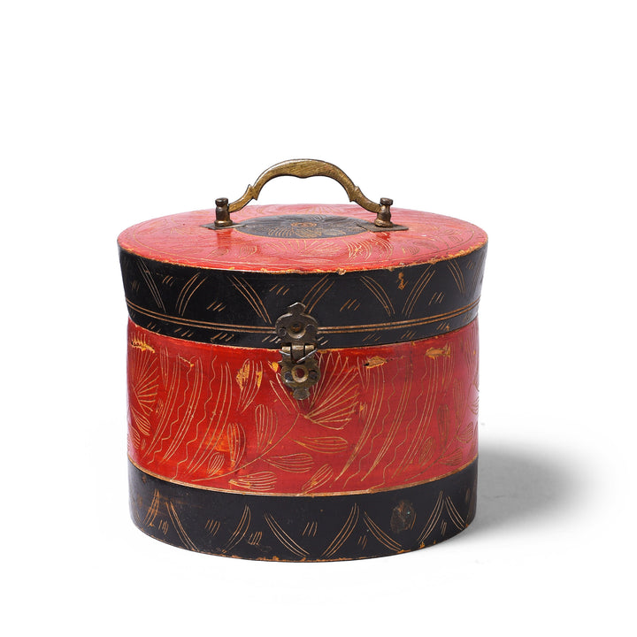 Back Of Antique Lacquer Indian Scratchwork Lacquer Pot | Indigo Antiques