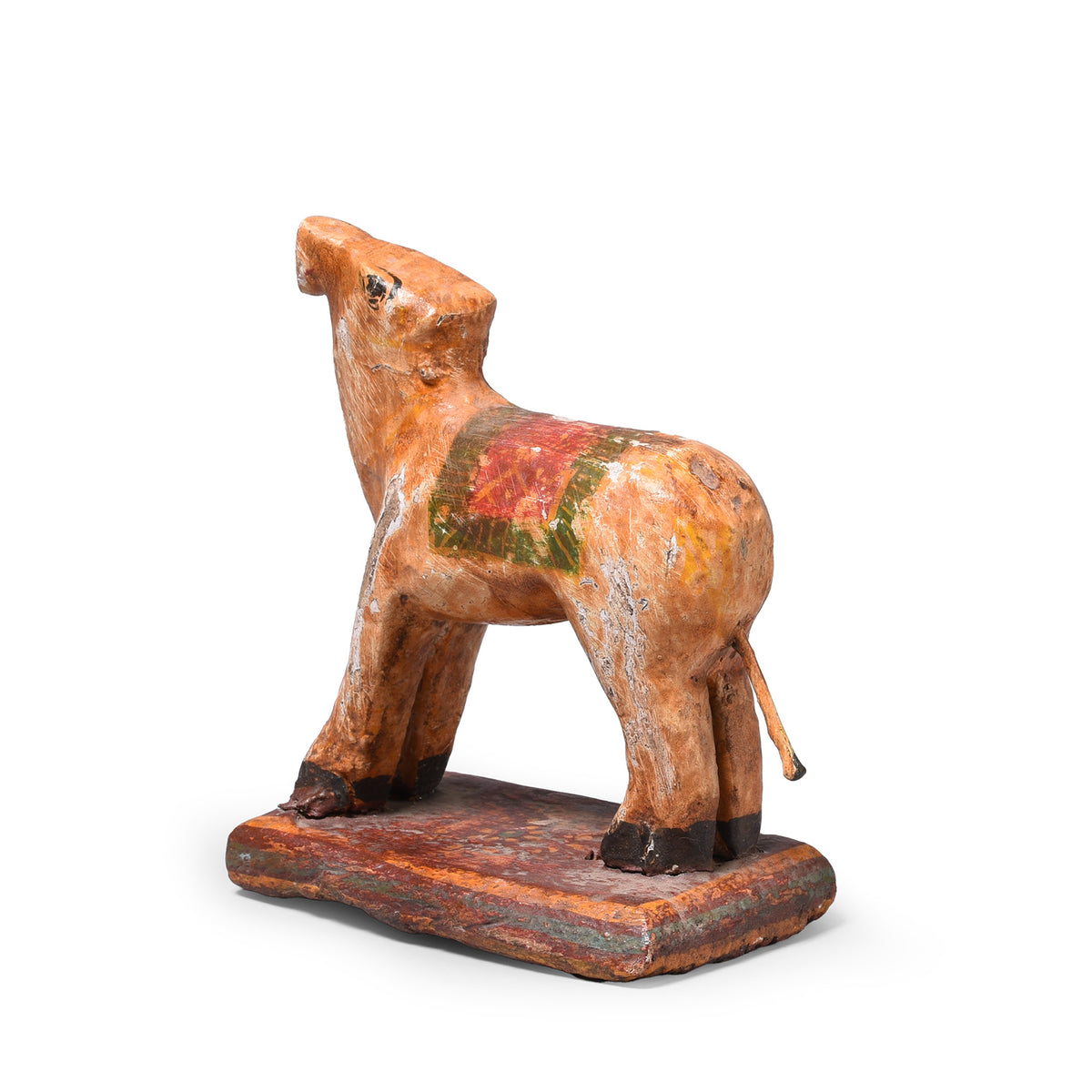 Rear View Of Vintage Painted Cow Toy From Gujarat | Indigo Antiques