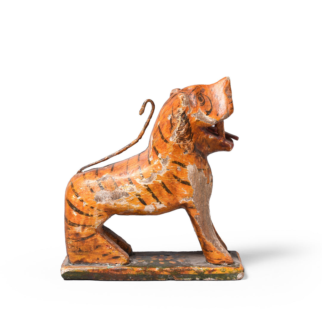 Antique Polychromed Indian Tiger Figure From Surat | Indigo Antiques