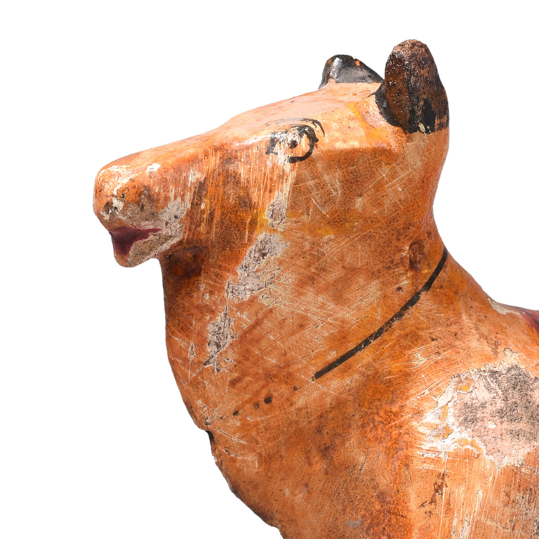 Face Detail From Vintage Painted Cow Toy From Gujarat | Indigo Antiques