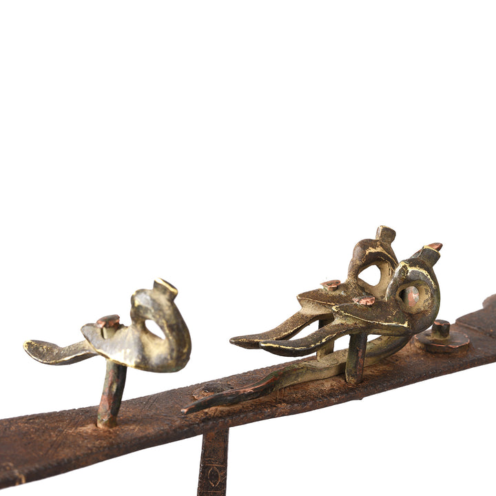 Peacock Detail From Antique Indian Iron Opium Retort From Rajasthan | Indigo Antiques
