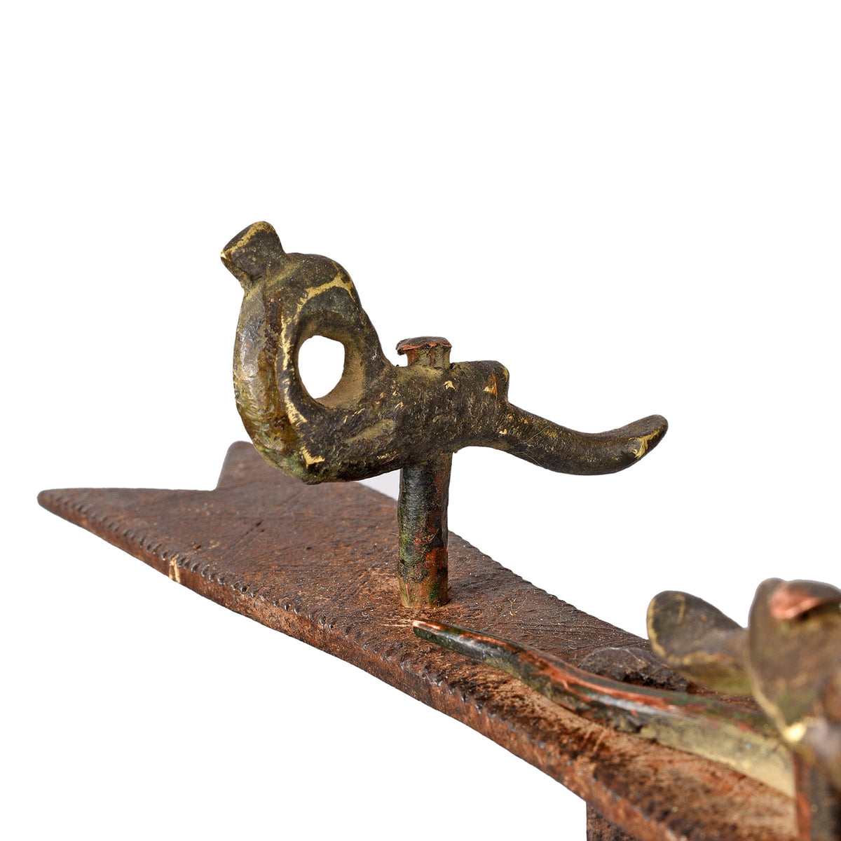Peacock Detail From Antique Indian Iron Opium Retort From Rajasthan | Indigo Antiques