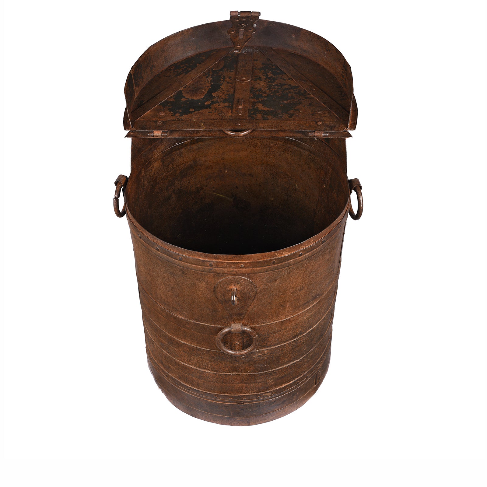 Interior Of Iron Grain Storage Bin From Kutch | Indigo Antiques