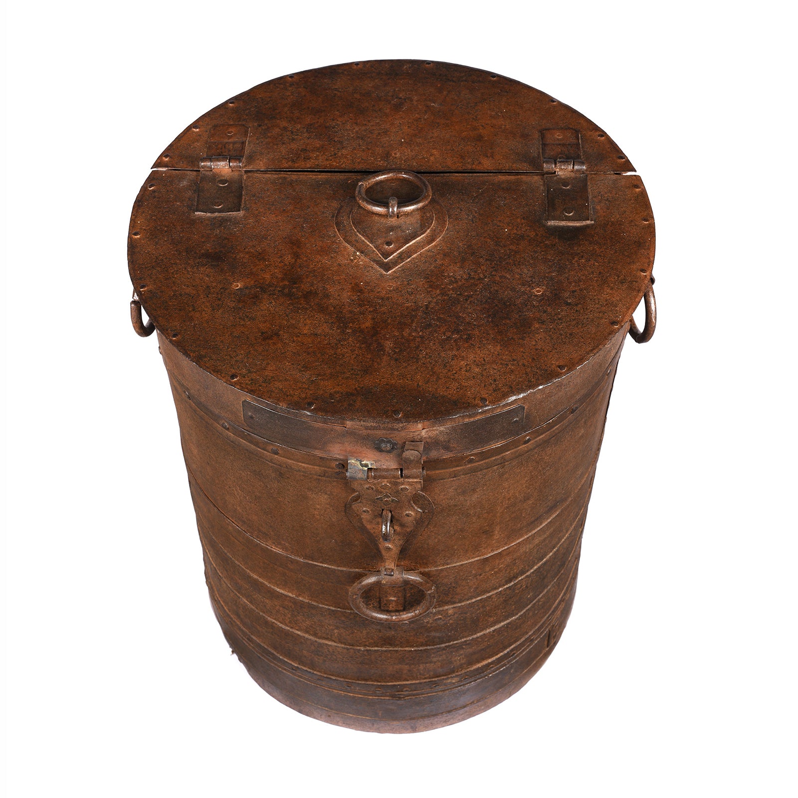 Top Of Iron Grain Storage Bin From Kutch | Indigo Antiques