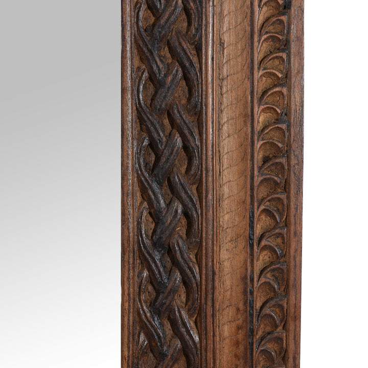 Knot Detail From Carved Teak Door Mirror From Uttar Pradesh - 19th Century | Indigo Antiques