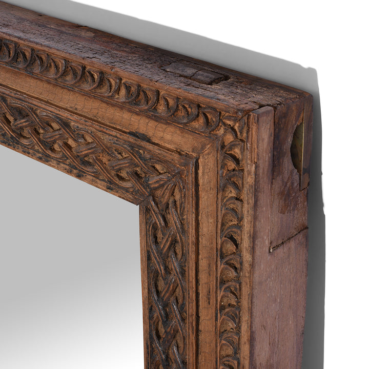 Depth Detail From Carved Teak Door Mirror From Uttar Pradesh - 19th Century | Indigo Antiques