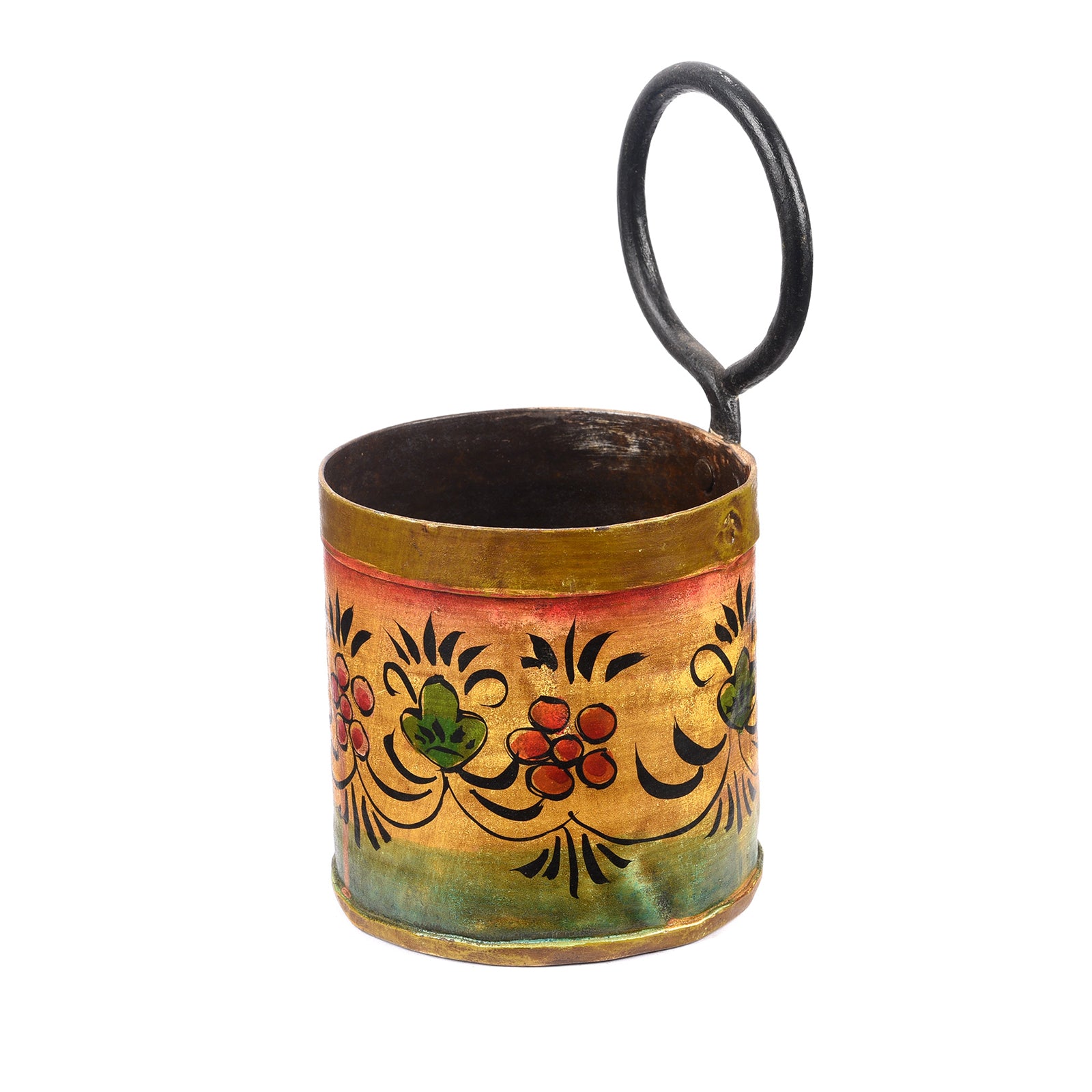 Double Yellow Floral Painted Bottle Carriers | Indigo Antiques
