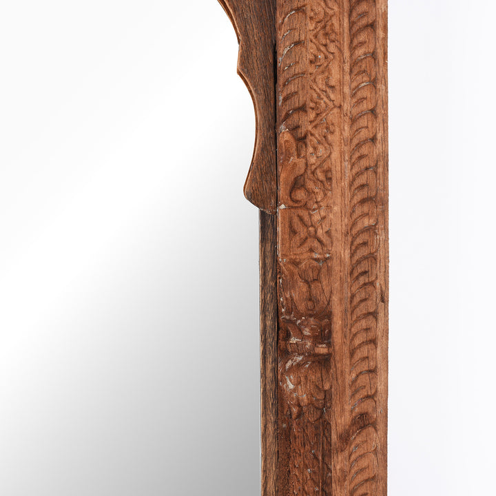 Carving Detail From Indian Mirror Made From An Old Teak Window | Indigo Antiques