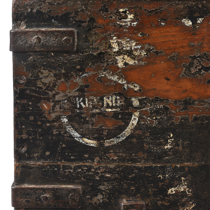 Detail from Antique Indian Iron Bound Teak Ammunition 'Limber' Chest | Indigo Antiques