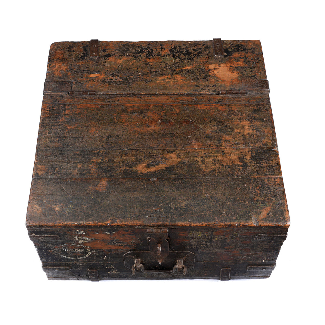 Top Down View Of Antique Indian Iron Bound Teak Ammunition 'Limber' Chest | Indigo Antiques