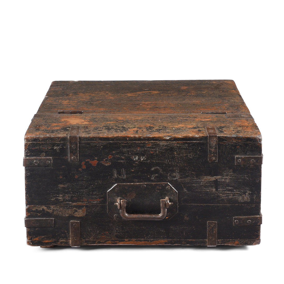 Back of Antique Indian Iron Bound Teak Ammunition 'Limber' Chest | Indigo Antiques