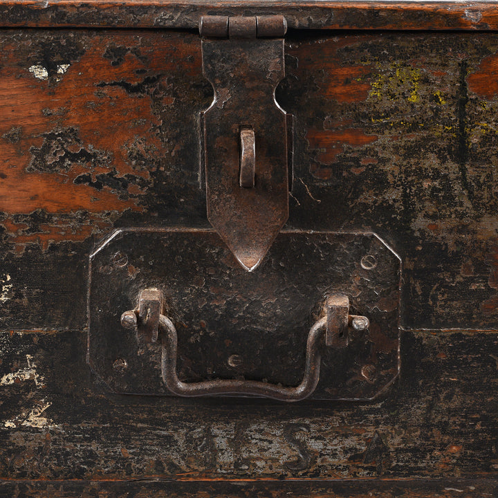 Latch / Handle Detail From Antique Indian Iron Bound Teak Ammunition 'Limber' Chest | Indigo Antiques