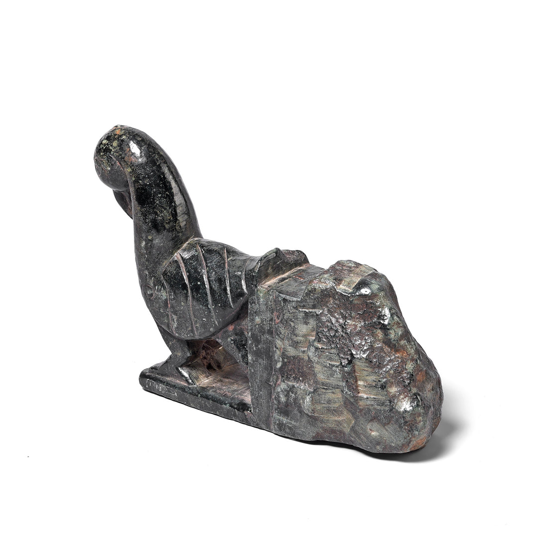 Angled View Of Antique Stone Khunti Parrot Turban Hanger | Indigo Antiques