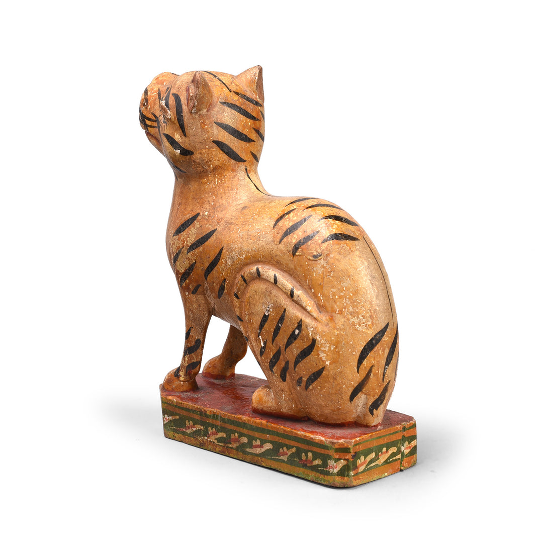 Rear Of Antique Polychromed Indian Tiger Figure From Surat | Indigo Antiques