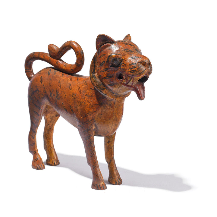 Antique Painted Polychromed Indian Tiger Figure From Surat - Ca 1920 | Indigo Antiques