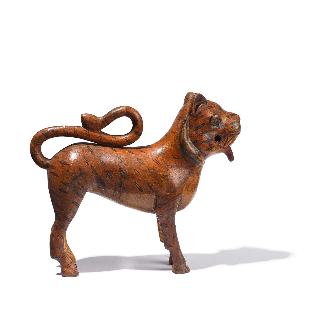 Antique Painted Polychromed Indian Tiger Figure From Surat - Ca 1920 | Indigo Antiques