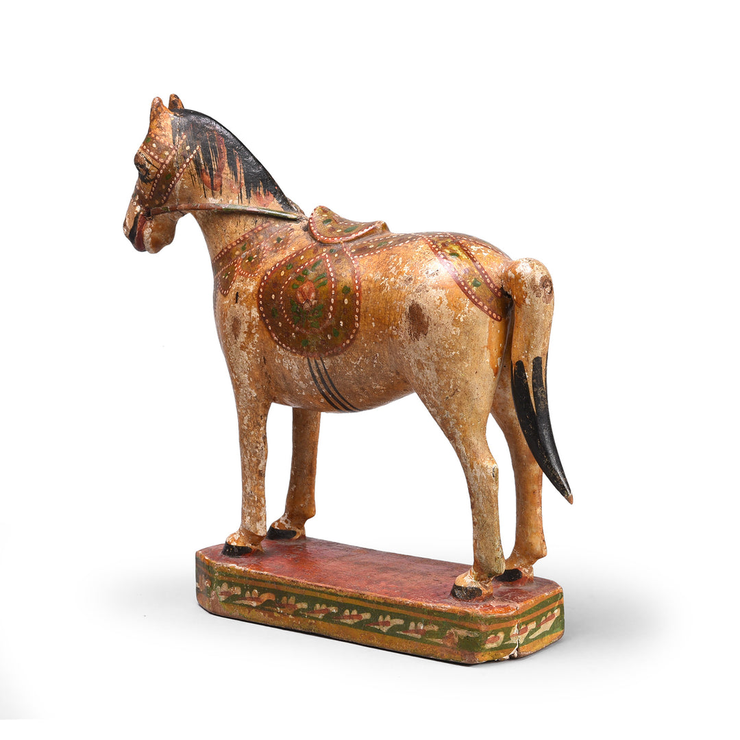 Back View Of Antique Polychromed Indian Horse Figure From Surat | Indigo Antiques