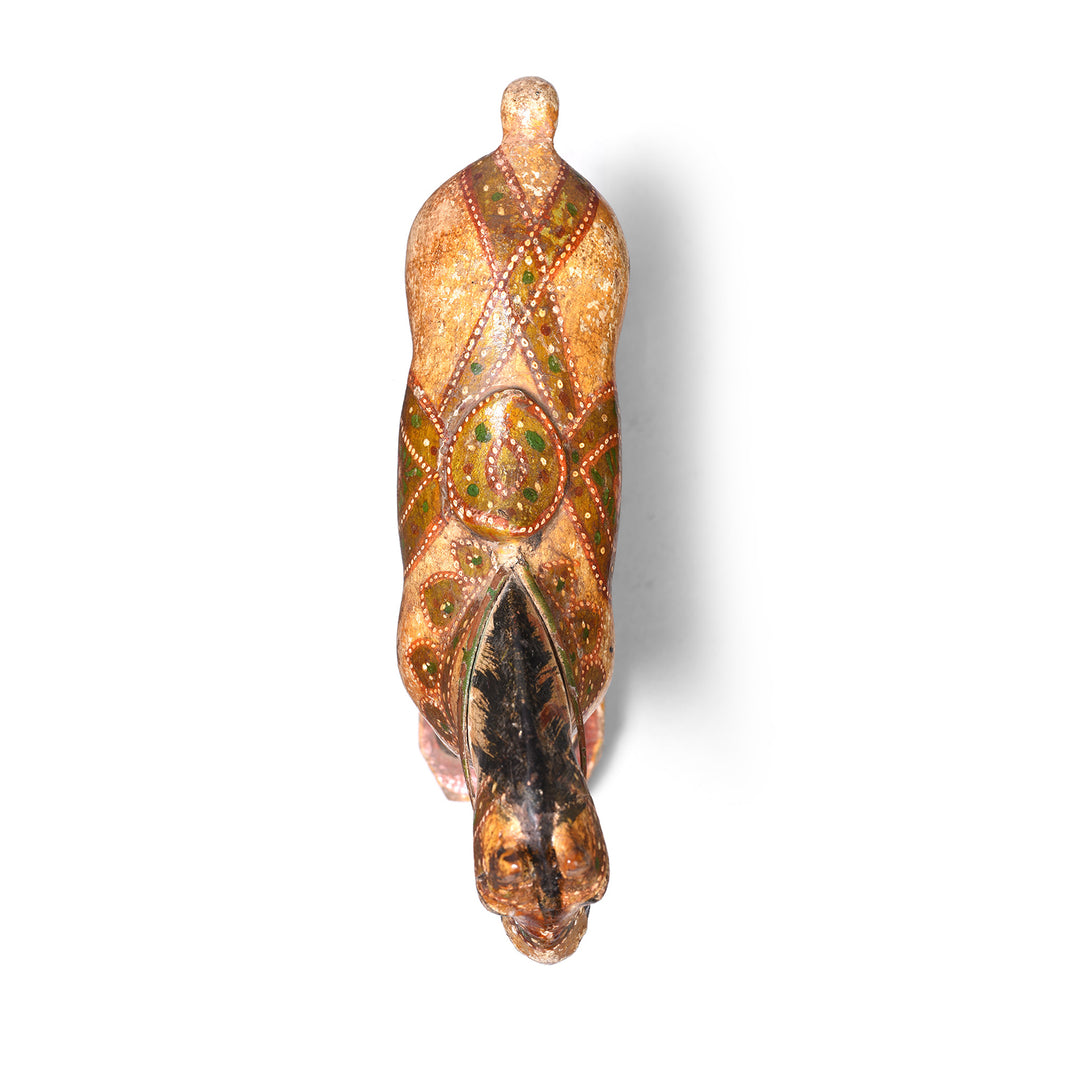 Top Down View Of Antique Polychromed Indian Horse Figure From Surat | Indigo Antiques