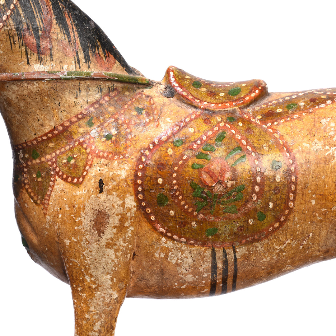 Detail From Antique Polychromed Indian Horse Figure From Surat | Indigo Antiques