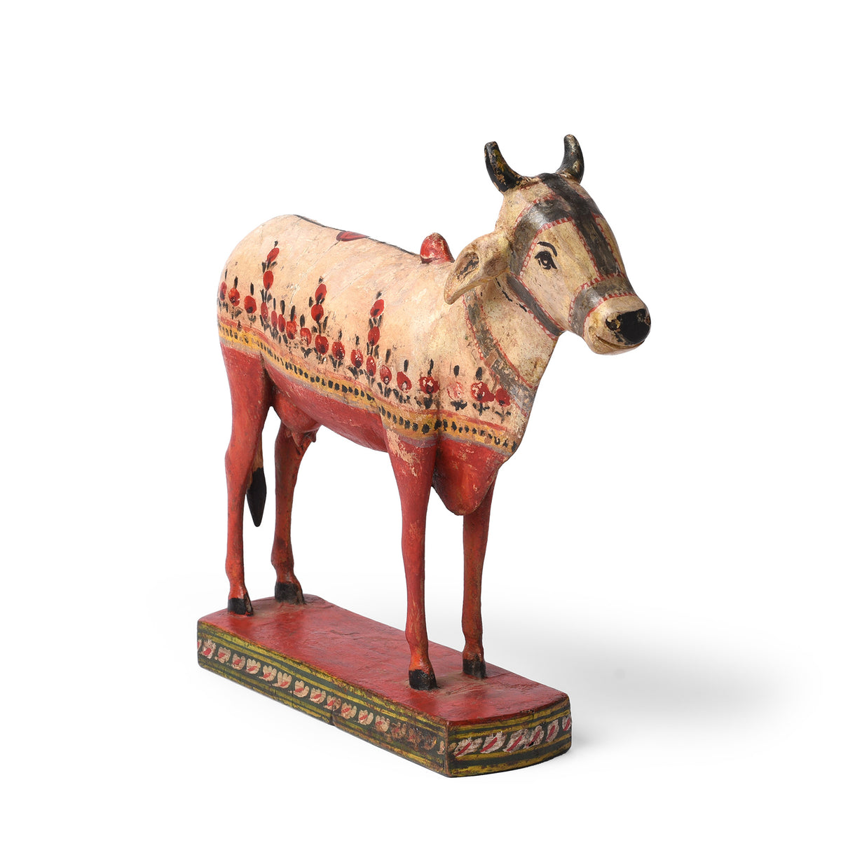Antique Polychromed Indian Nandi Cow Figure From Surat | INDIGO ANTIQUES
