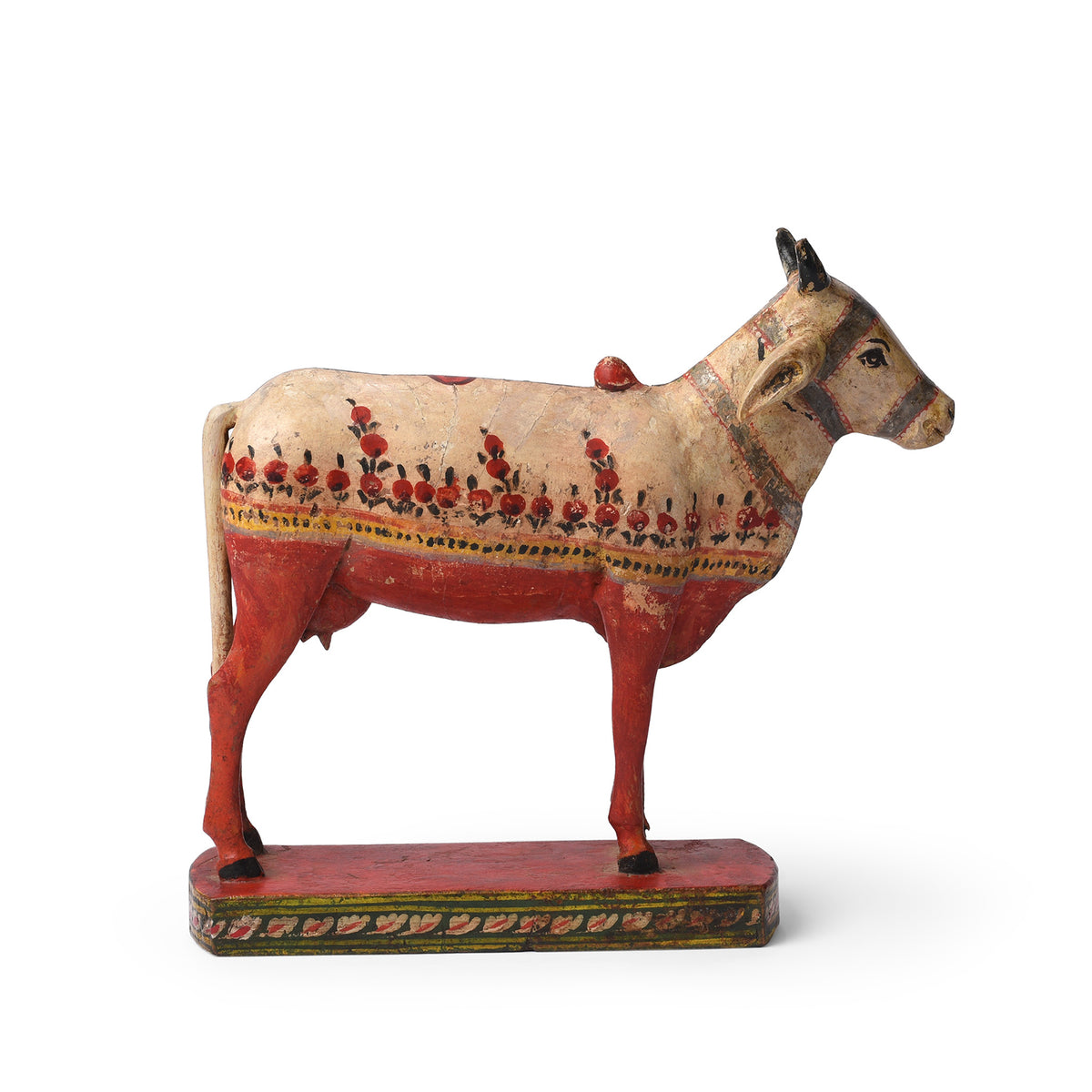 Antique Polychromed Indian Nandi Cow Figure From Surat | INDIGO ANTIQUES