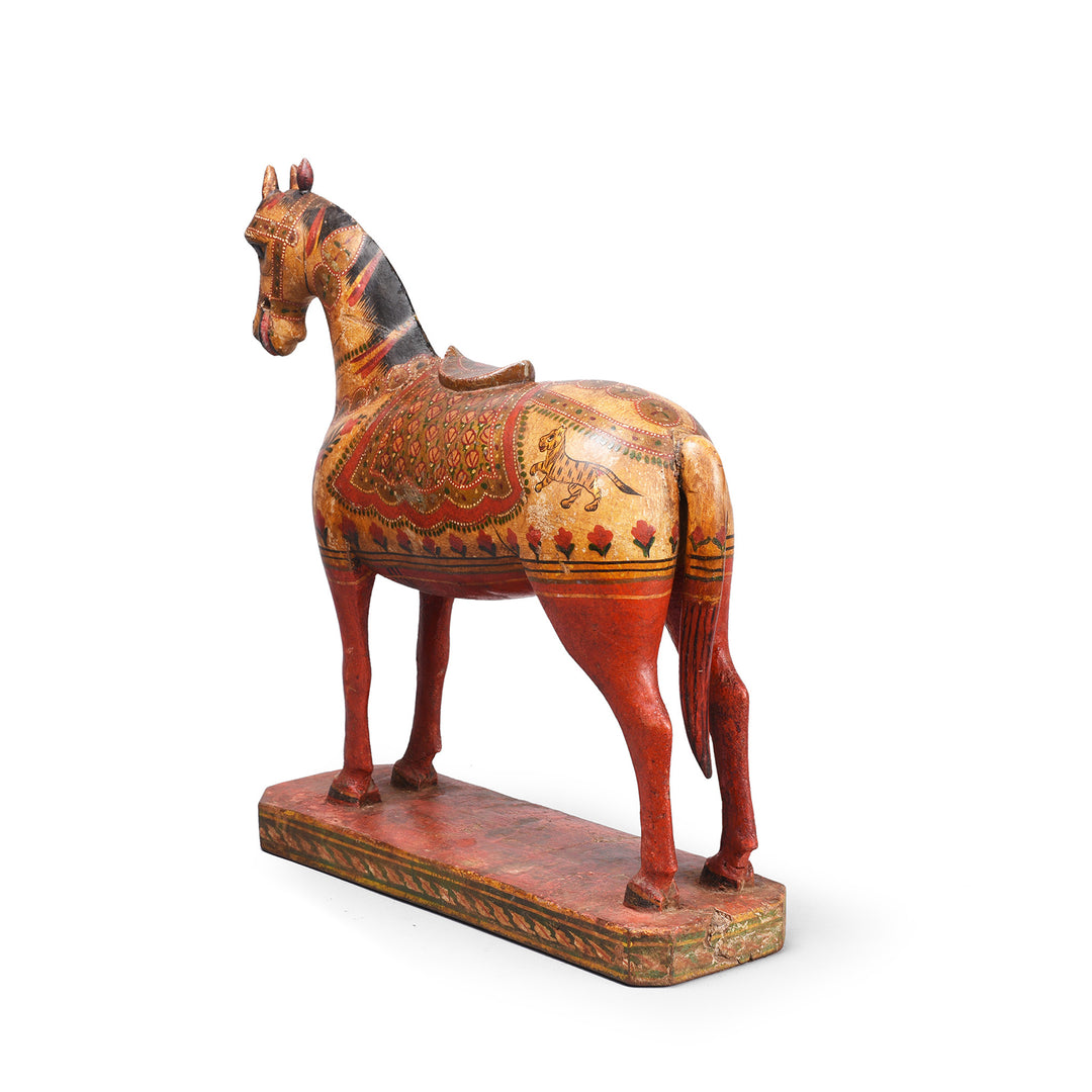 Back View Of Antique Polychromed Indian Horse Figure From Surat | Indigo Antiques