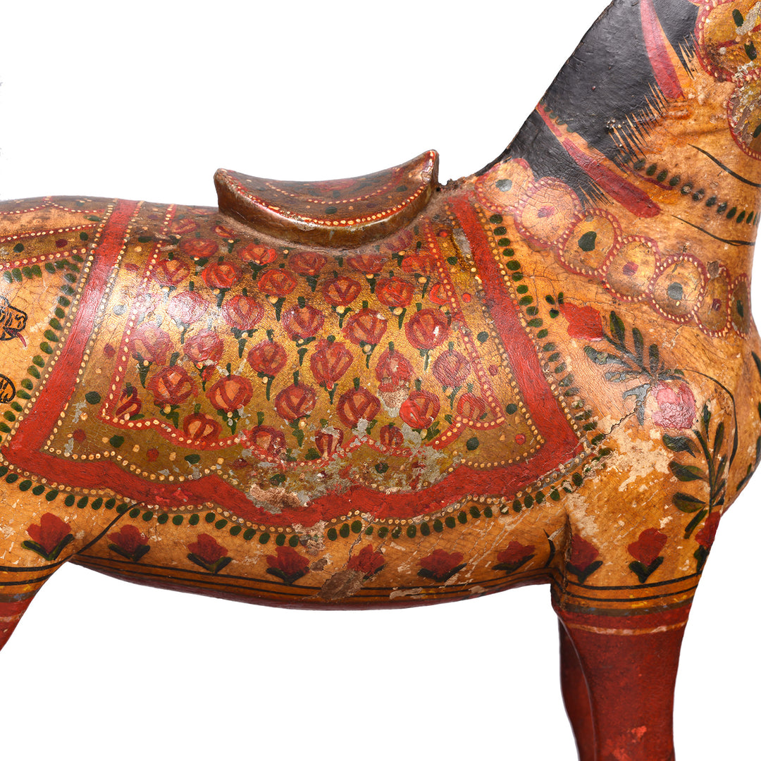 Detail From Antique Polychromed Indian Horse Figure From Surat | Indigo Antiques