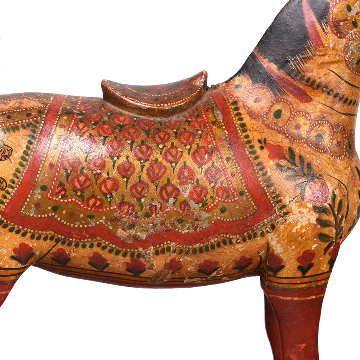 Detail From Antique Polychromed Indian Horse Figure From Surat | Indigo Antiques
