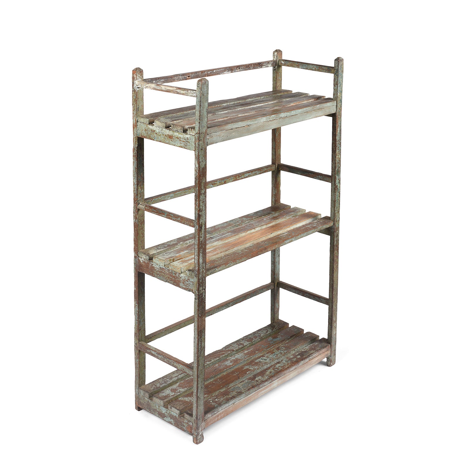 Small Painted Indian Slatted Shelf - 1930 | Indigo Antiques