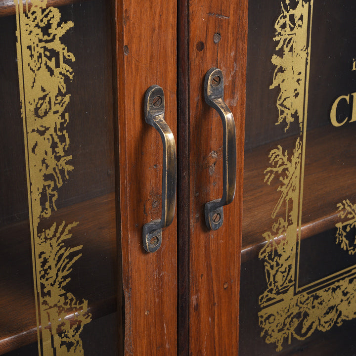Handles Detail From Glazed Teak 'Chanel' Wall Cabinet  | Indigo Antiques