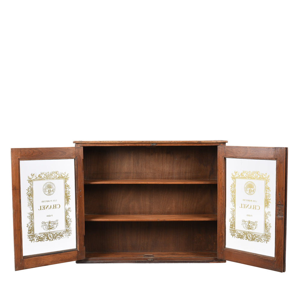 Open Doors View Of Glazed Teak 'Chanel' Wall Cabinet  | Indigo Antiques
