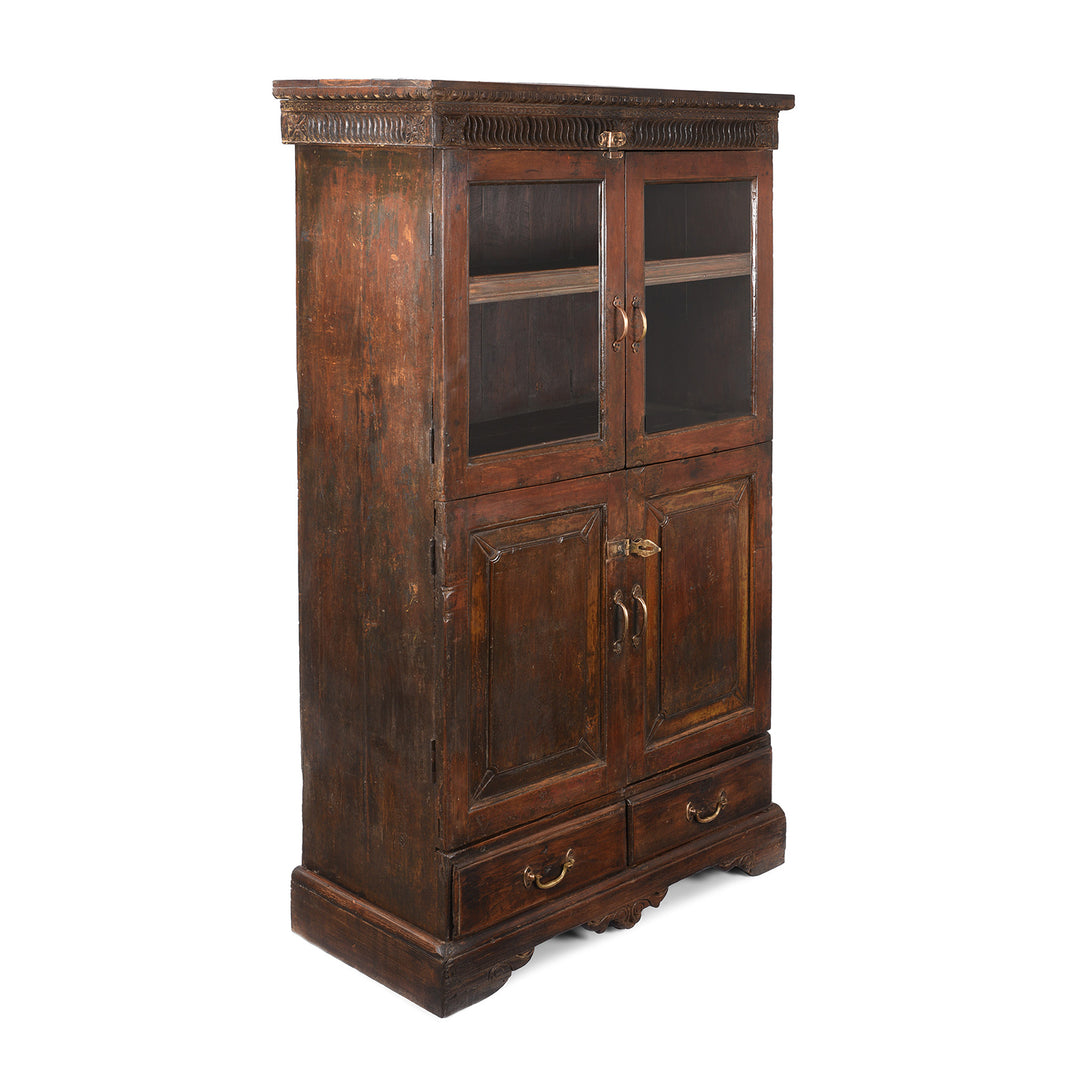 Angled View Of Antique Anglo Indian Glazed Book Cabinet | Indigo Antiques