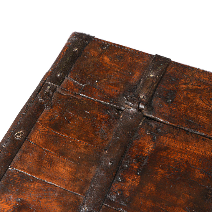 Detail From Antique Painted Iron Bound Teak Chest From Gujarat  | Indigo Antiques