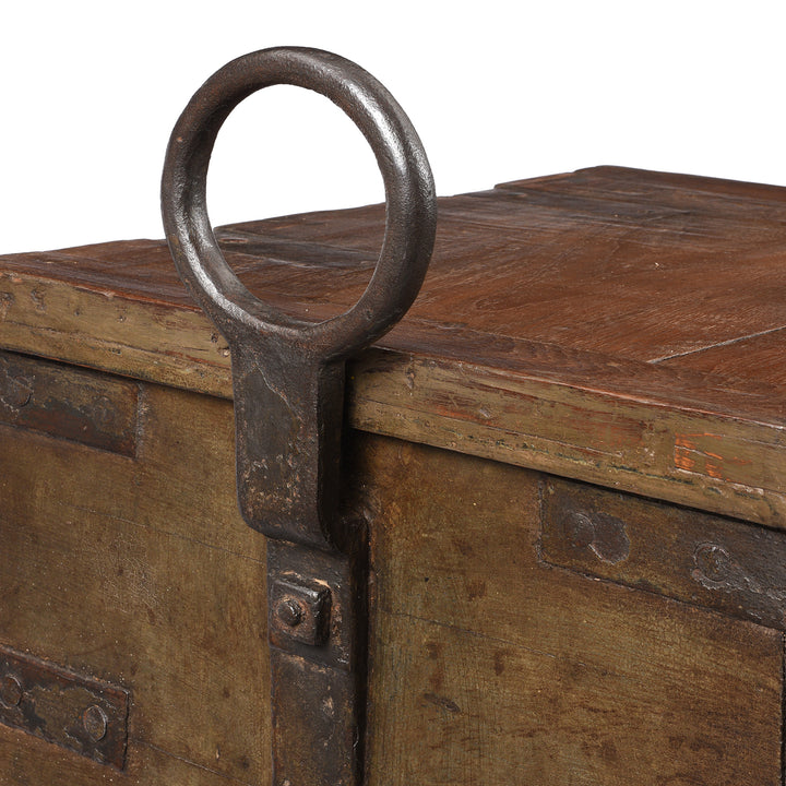 Handle Detail From Iron Bound Teak Ammunition Limber Chest | Indigo Antiques