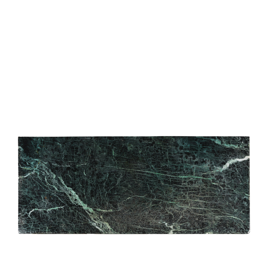 Top Down View Of Old Painted Glazed Sideboard With Green Marble Top | Indigo Antiques