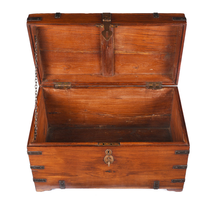 Interior Of Antique Iron Bound Teak Military Chest From Rajasthan | Indigo Antiques
