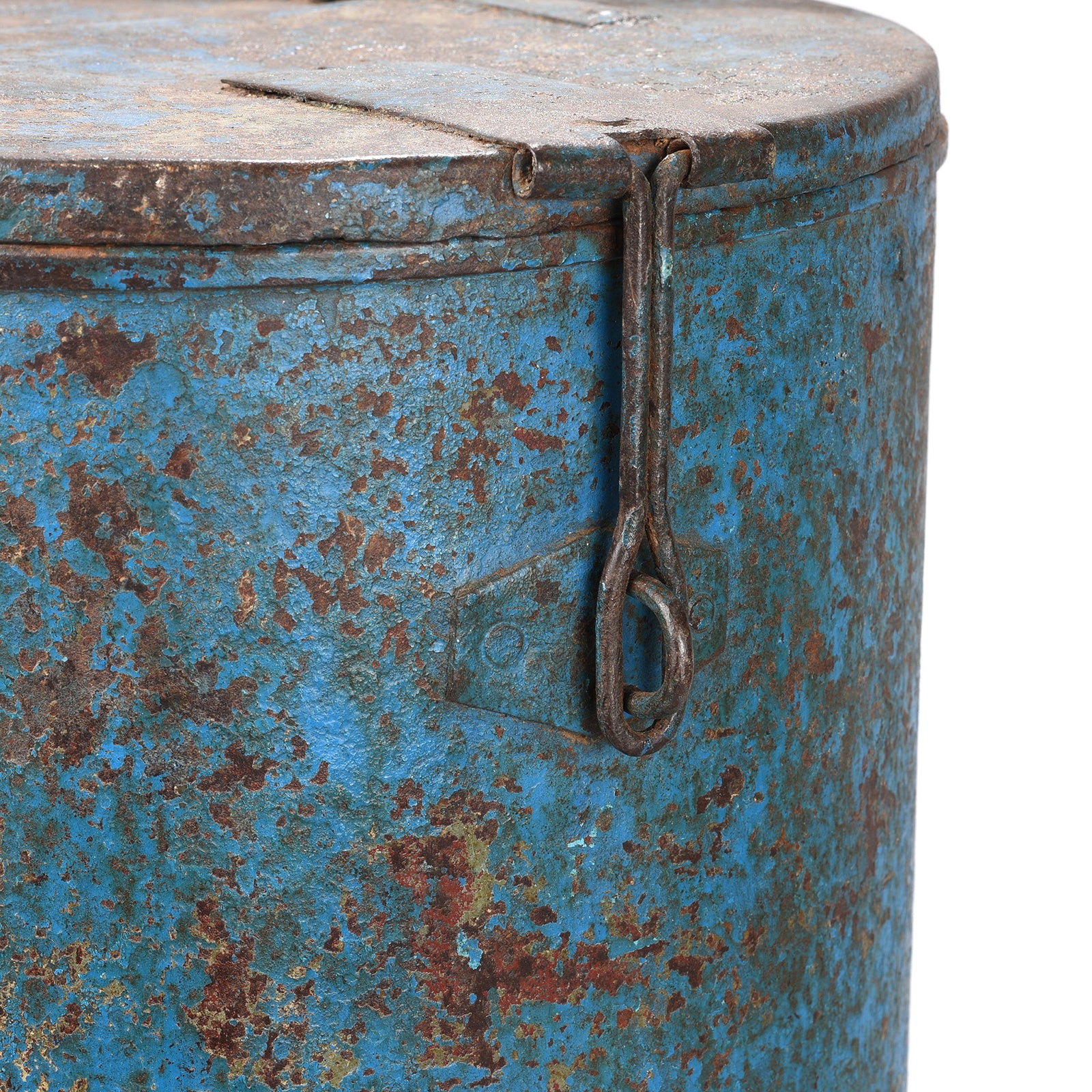 Antique Blue Iron Grain Storage Bin From Rajasthan - Ca 1920 | Indigo Antiques
