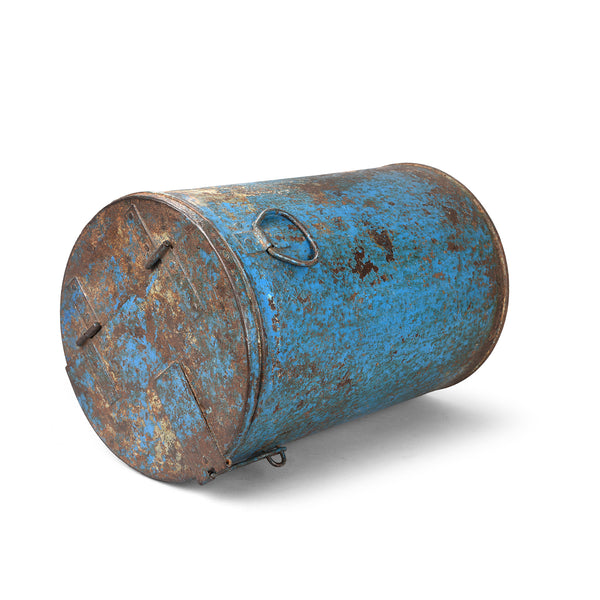 Blue Painted Storage Bin From Rajasthan - Ca 1920