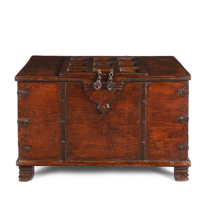 Antique Iron Bound Teak Chest From Gujarat | Indigo Antiques
