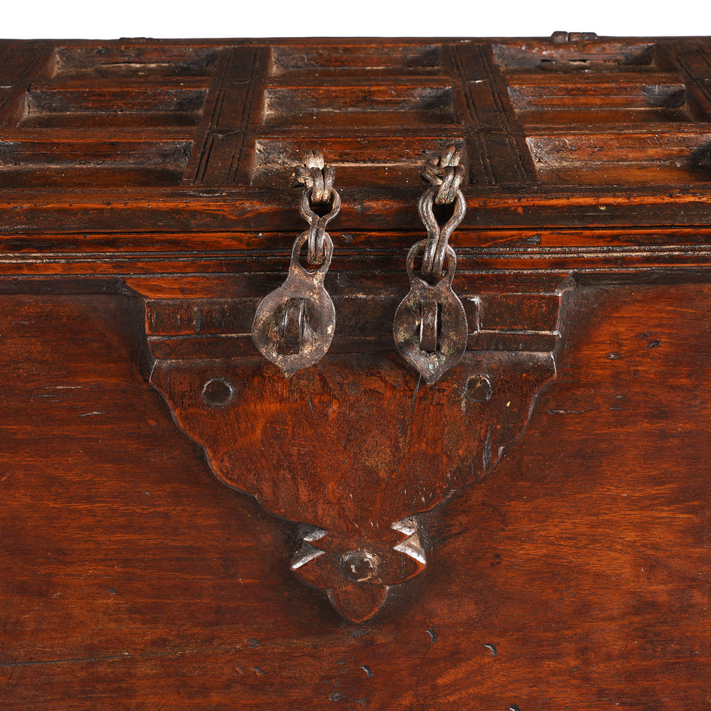 Latch Detail From Antique Iron Bound Teak Chest From Gujarat | Indigo Antiques