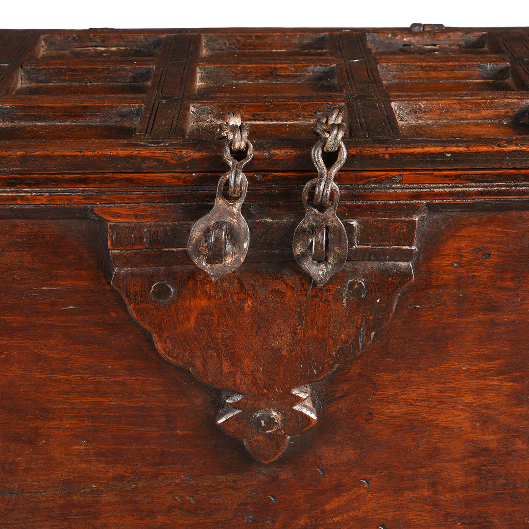 Latch Detail From Antique Iron Bound Teak Chest From Gujarat | Indigo Antiques