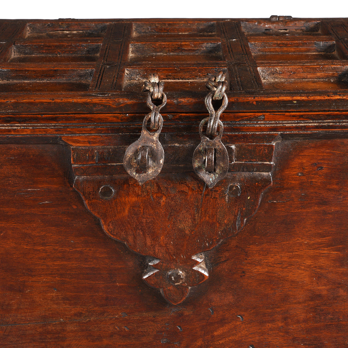 Latch Detail From Antique Iron Bound Teak Chest From Gujarat | Indigo Antiques
