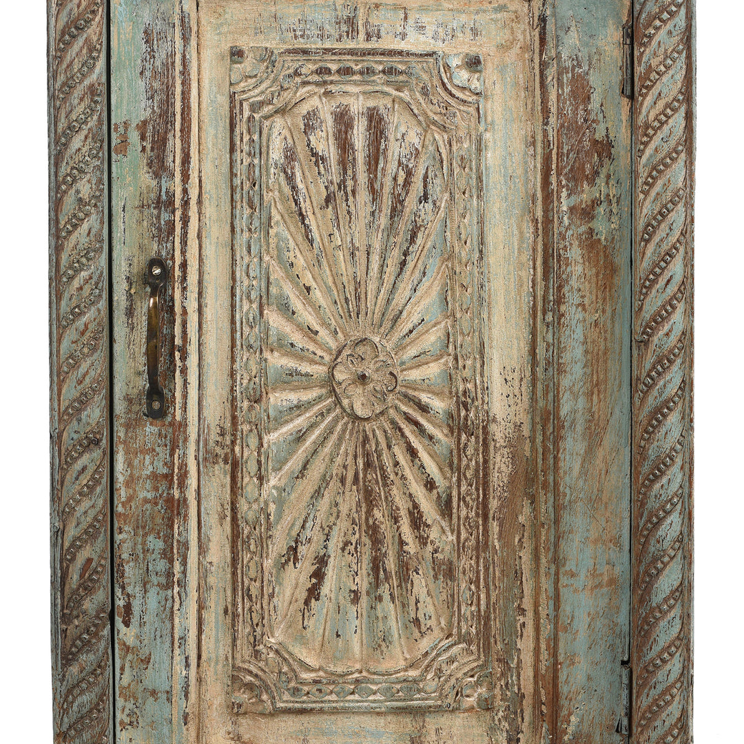 Door Detail From Sunburst Bedside Cabinet Made From Reclaimed Teak | INDIGO ANTIQUES