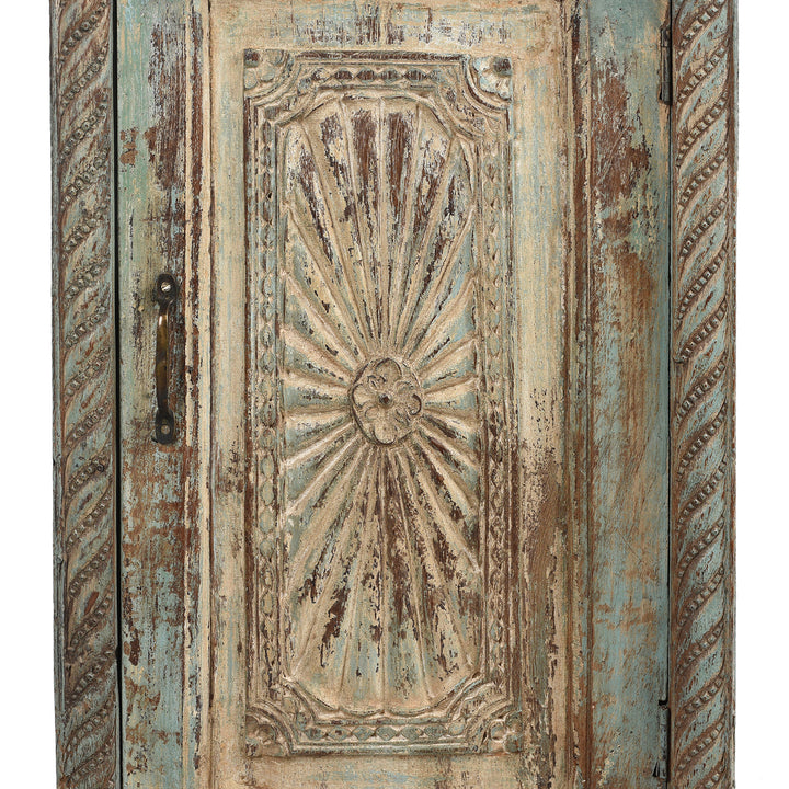 Door Detail From Sunburst Bedside Cabinet Made From Reclaimed Teak | INDIGO ANTIQUES