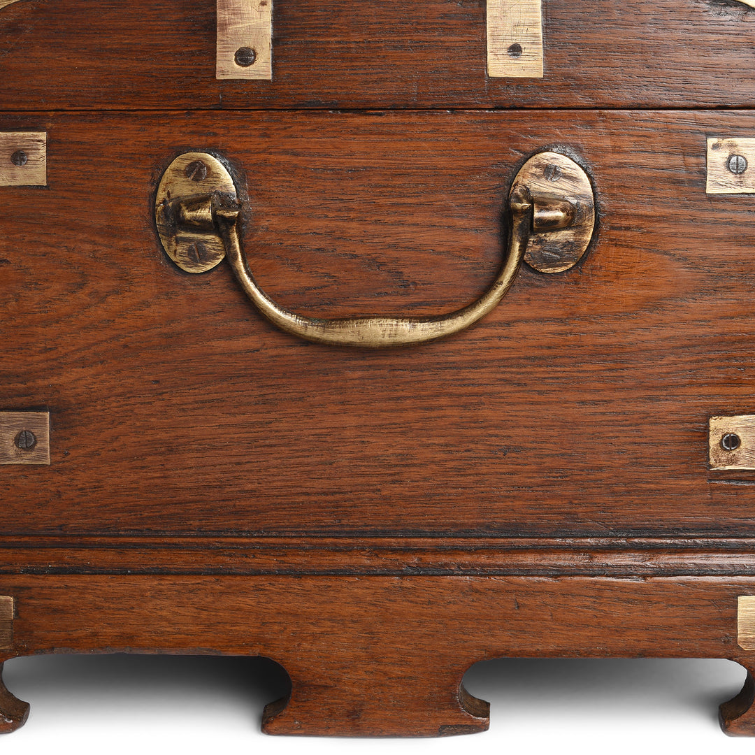 Handle Detail From Antique Brass Bound Teak Jewellery Box From Rajasthan | Indigo Antiques